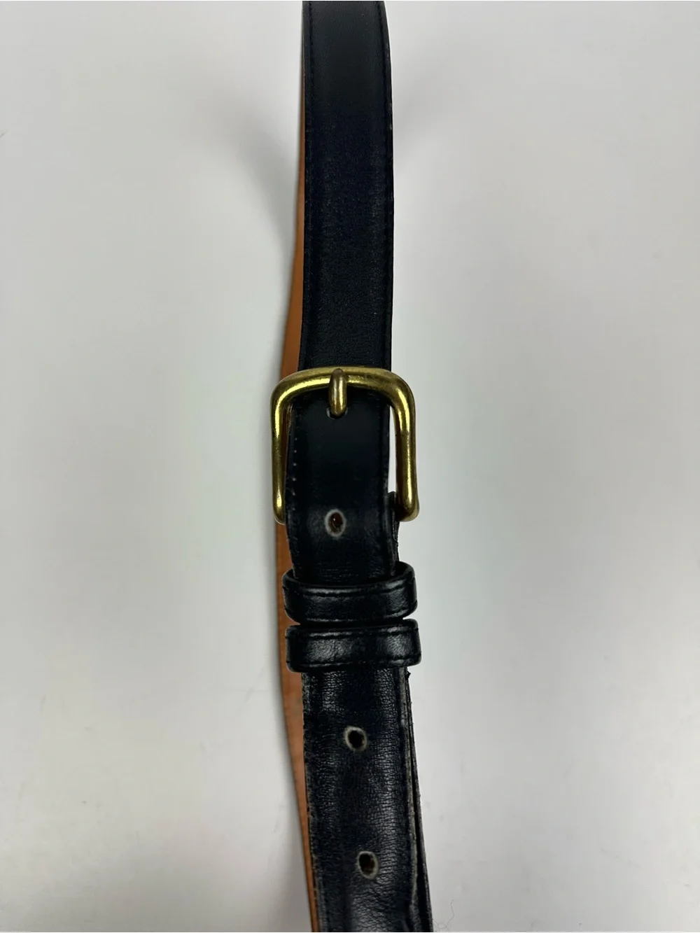 Vintage Coach Black Leather Belt with Gold-Tone Buckle